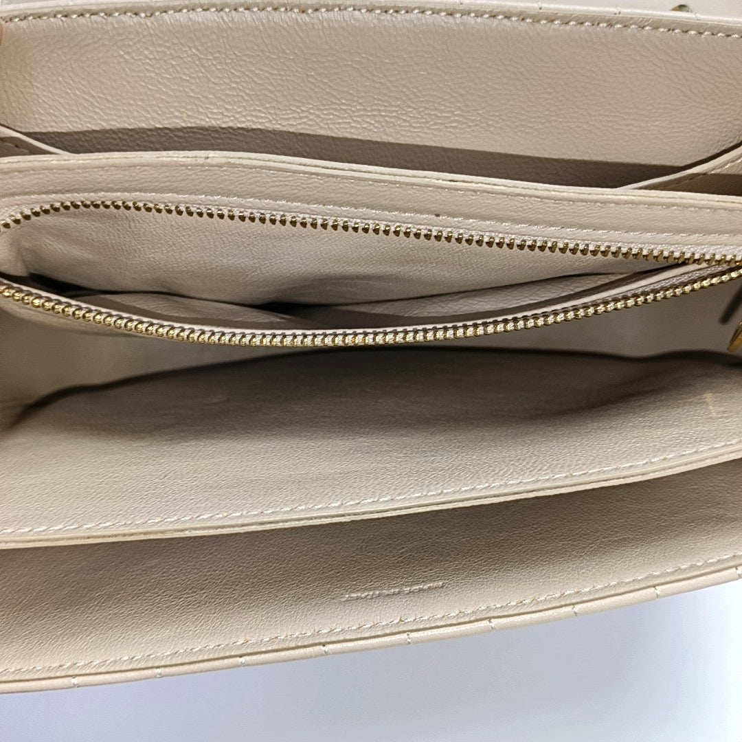 C Medium Quilted Calfskin Beige