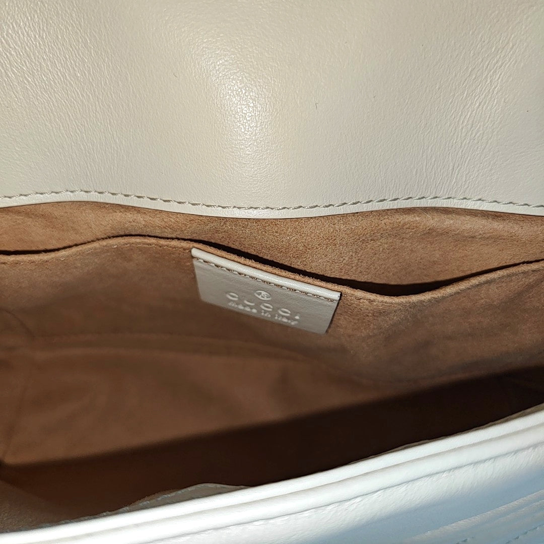 GG Marmont Small Quilted Calfskin White