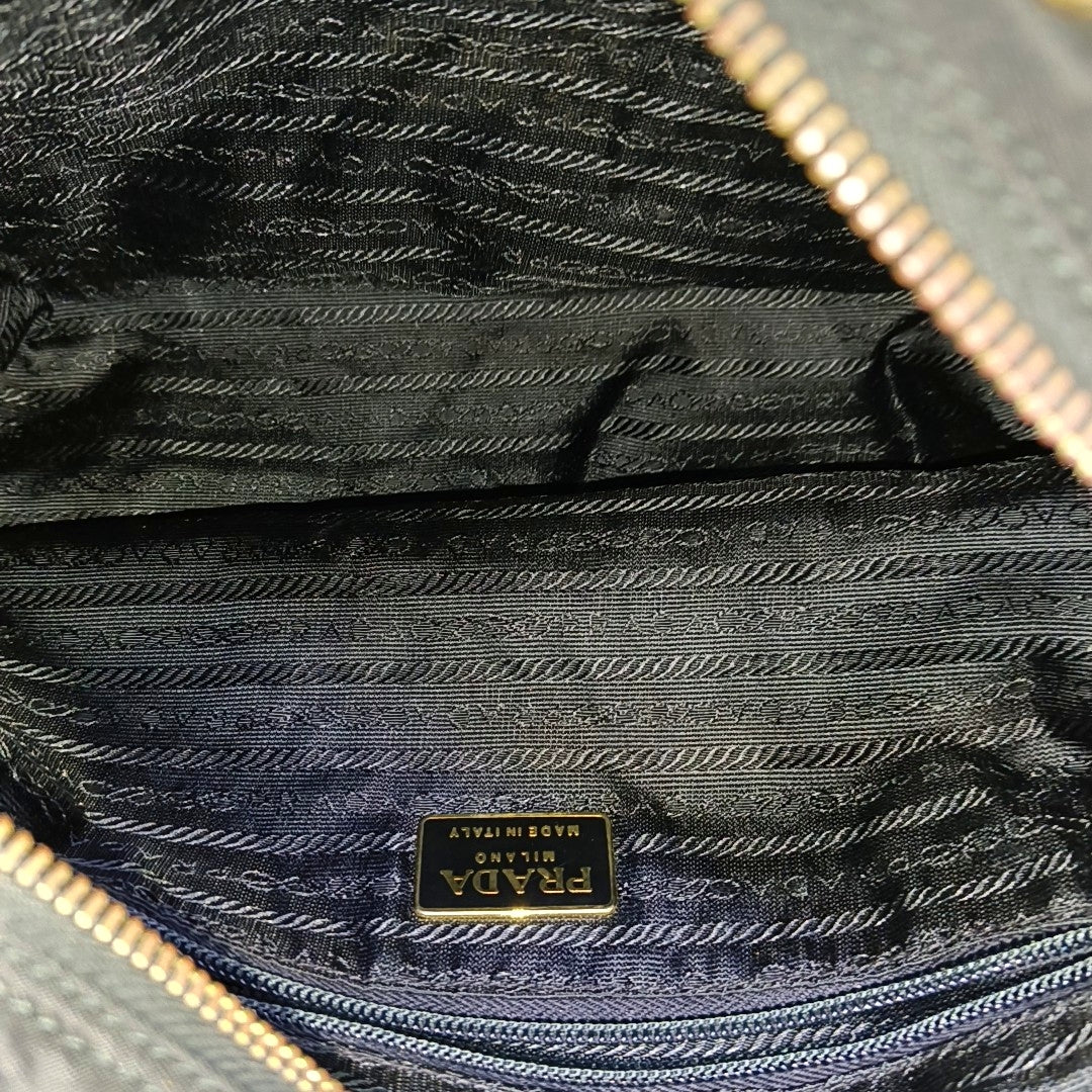 Chain Tote Quilted Nylon Black