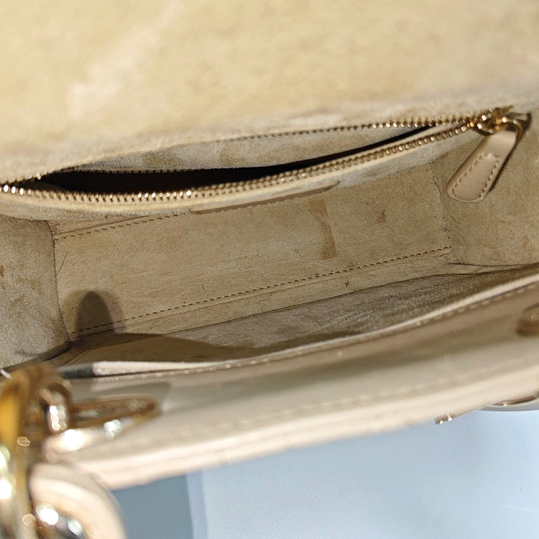 Lady Dior Small Cannage Lambskin Beige