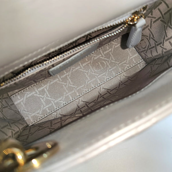 Lady Dior Mini Cannage Lambskin Gray
