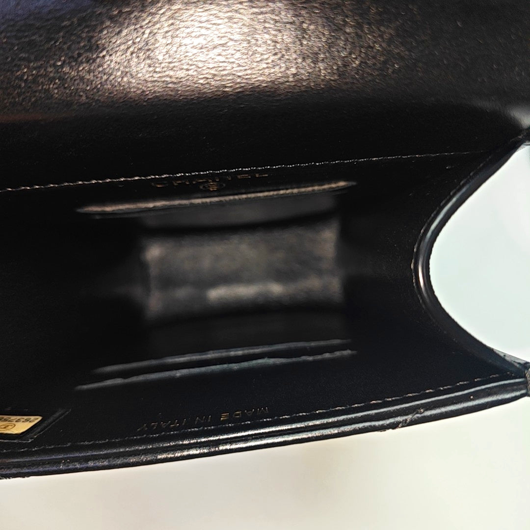 Chevron Calfskin Shoulder Bag Black