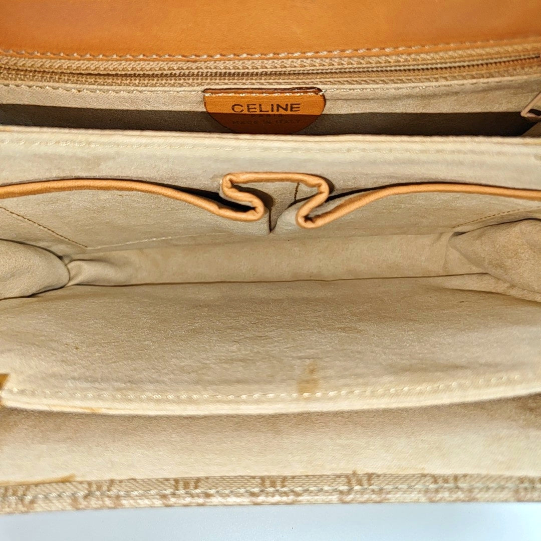 Coated Canvas Shoulder Bag Beige