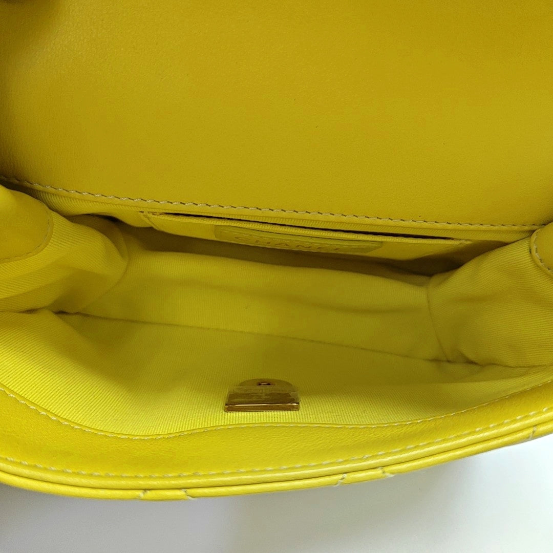 Quilted Calfskin Shoulder Bag Yellow