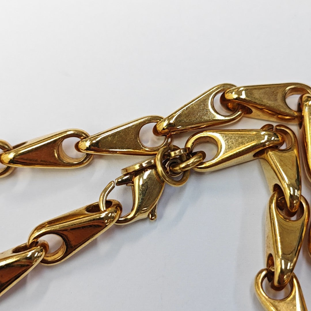 Collar con colgante de disco macizo tono dorado vintage 1990 Collar de metal tono dorado