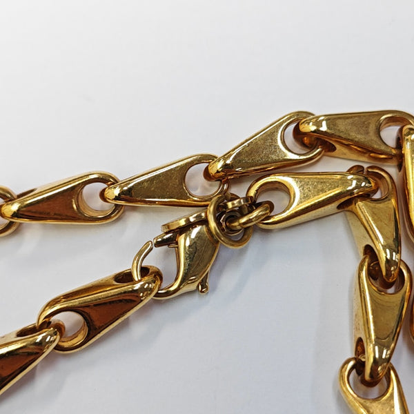Collar con colgante de disco macizo tono dorado vintage 1990 Collar de metal tono dorado
