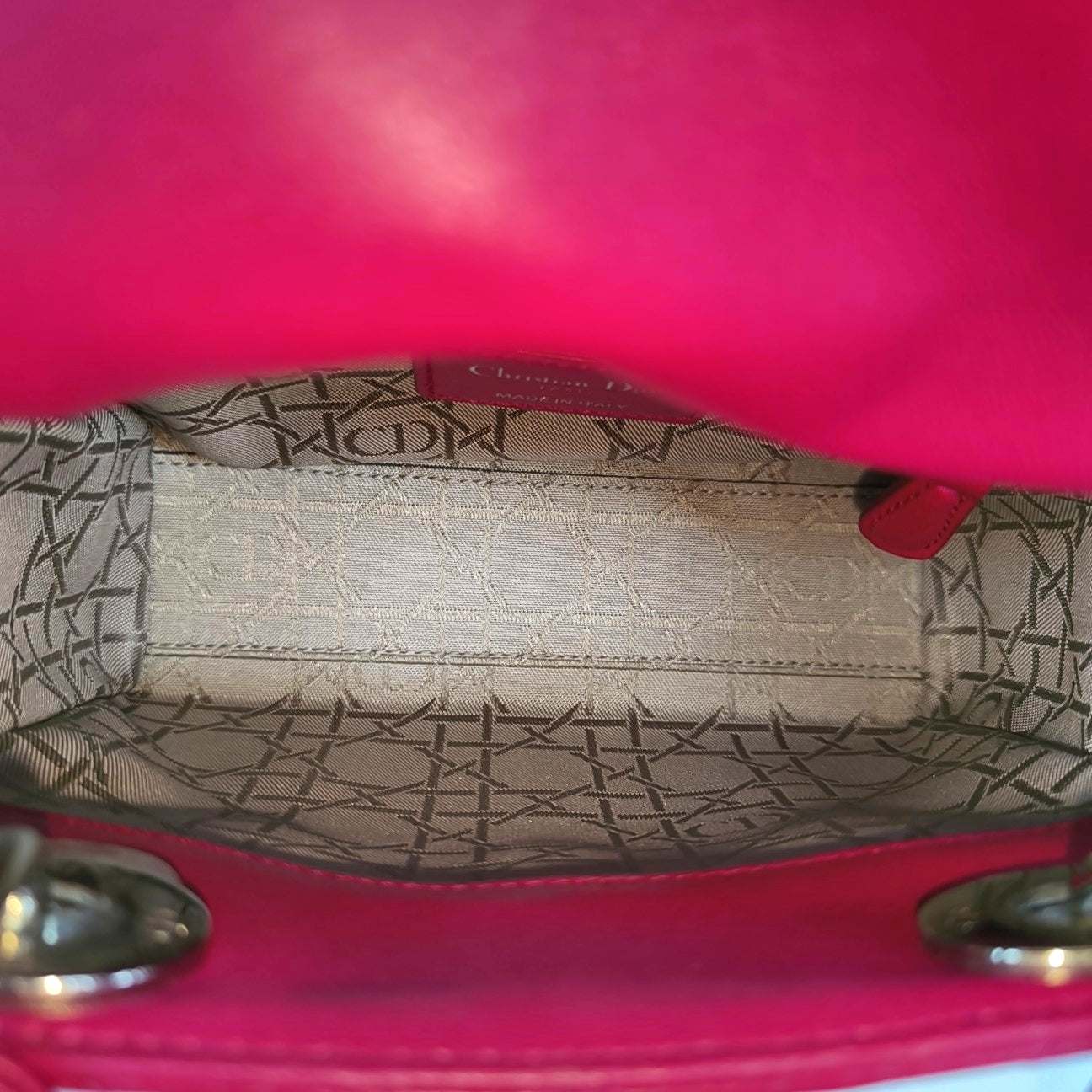 Lady Dior Mini Cannage Lambskin Red