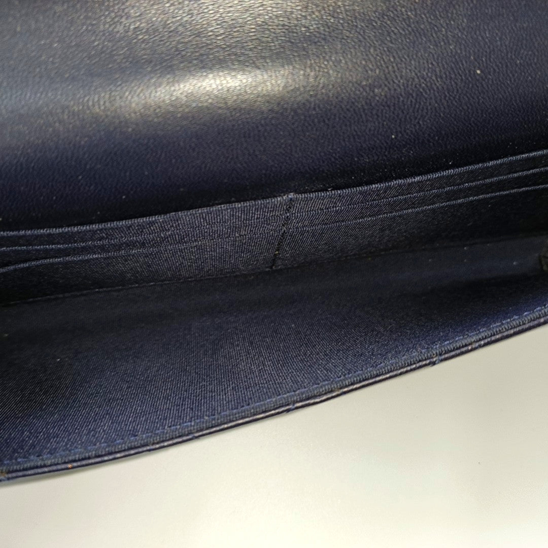 CLASSIC FLAP Mini Quilted Lambskin Blue Wallet