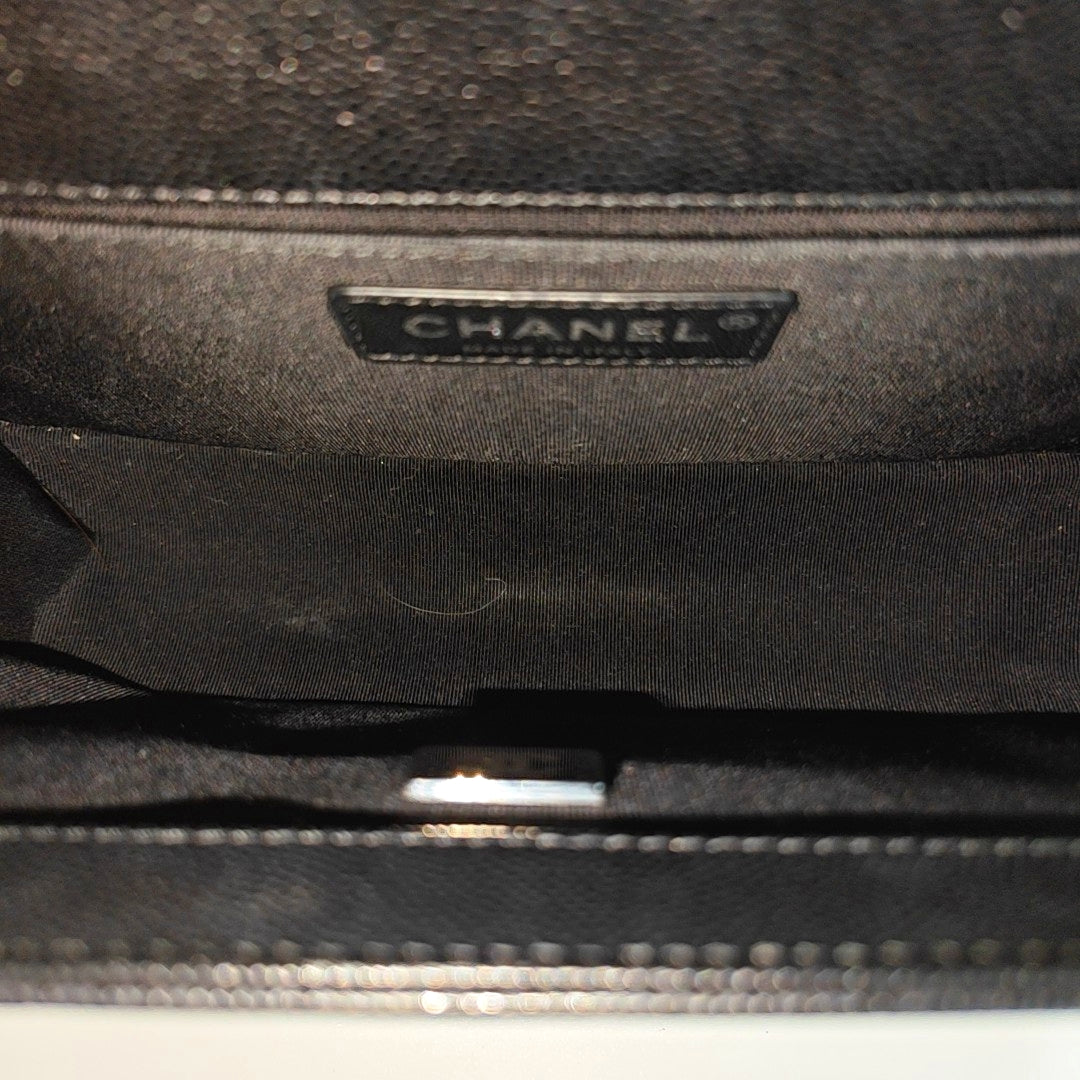 BOY CHANEL Medium Quilted Grained Calfskin Black
