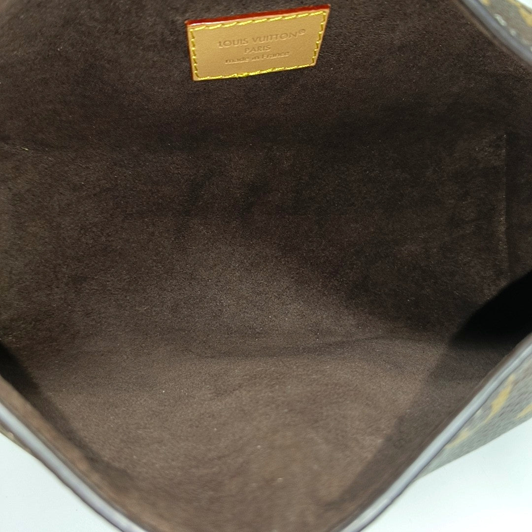 Pochette Mia Monogram Coated Canvas Brown