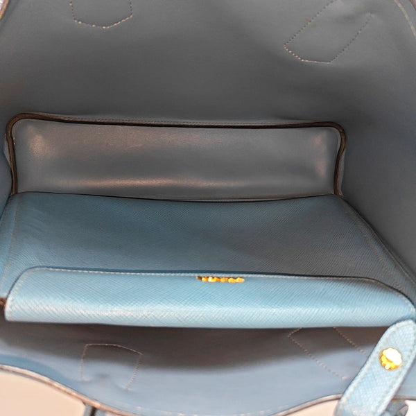 Double Large Saffiano Calfskin Blue