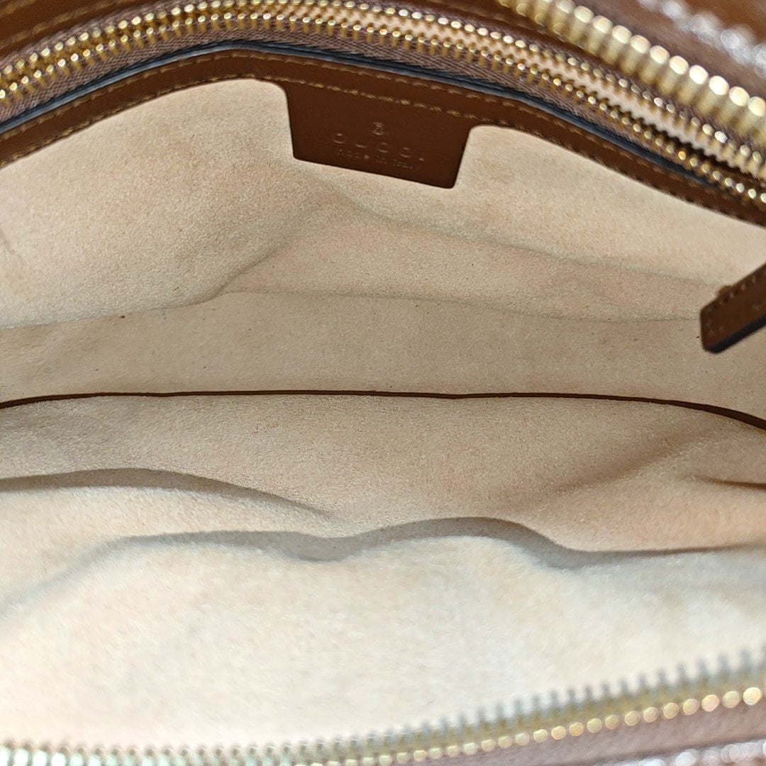Authenticated pre-owned  Horsebit 1955 Small Coated Canvas Beige - Shoulder Bag at Looply