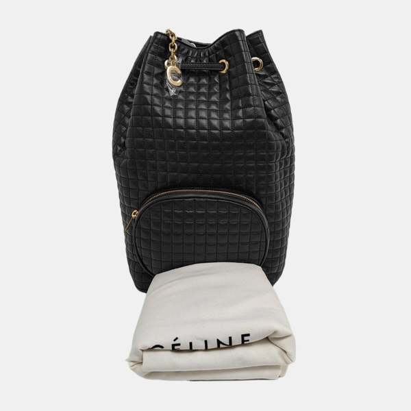 C CHARM Quilted Calfskin Black