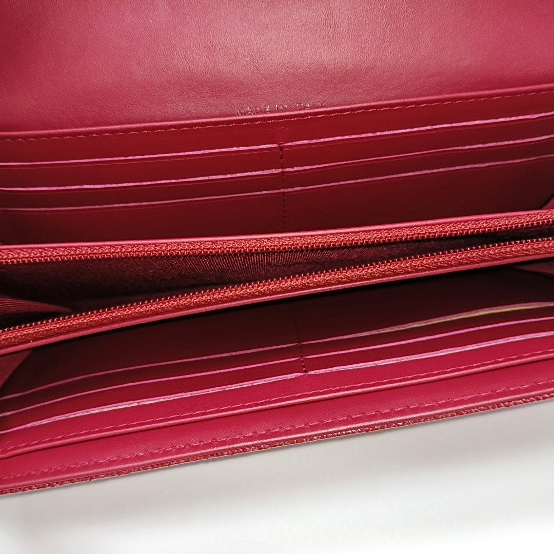 Quilted Patent Lambskin Wallet Pink