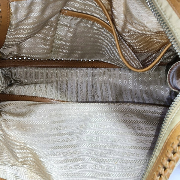 Fabric Top Handle Bag Beige