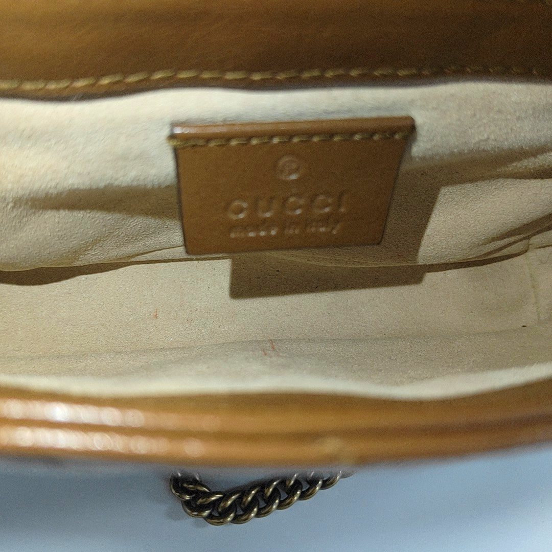 GG Marmont Mini Quilted Calfskin Brown