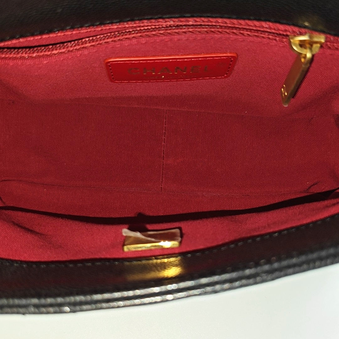 CLASSIC FLAP Mini Quilted Grained Calfskin Black