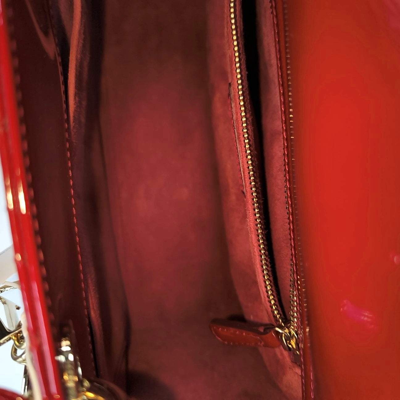 Lady Dior Medium Cannage Patent Leather Red