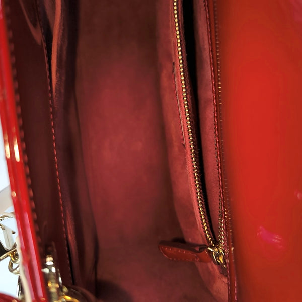 Lady Dior Medium Cannage Patent Leather Red