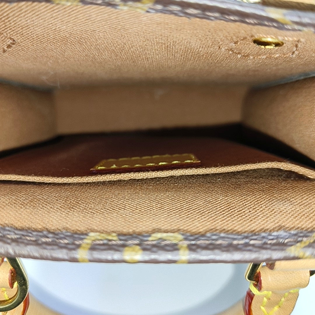 SAC PLAT Mini Monogram Coated Canvas Brown