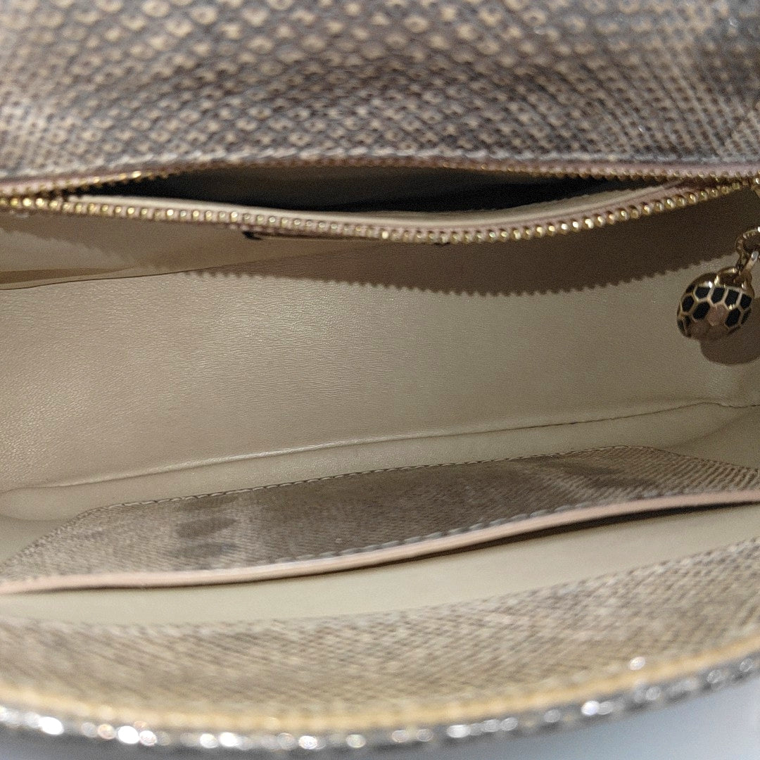 SERPENTI CABOCHON Small Quilted Python Beige