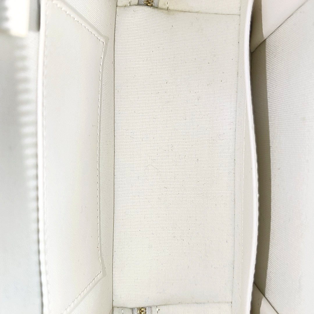 Quilted Grained Calfskin Shoulder Bag White