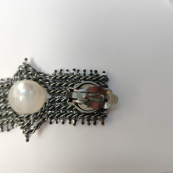 Metal Gray Clip On Earrings