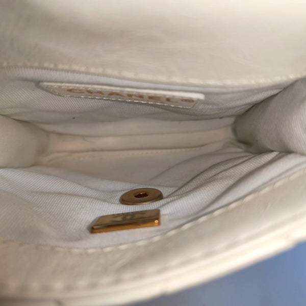 Quilted Calfskin Shoulder Bag Mini White