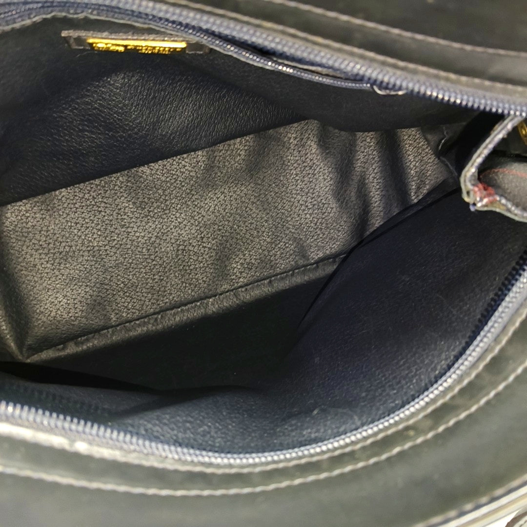 Coated Canvas Shoulder Bag Blue