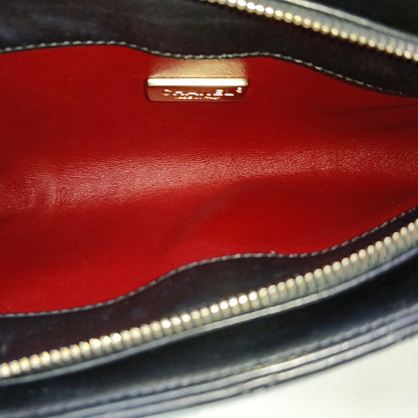 Quilted Lambskin Top Handle Bag Black