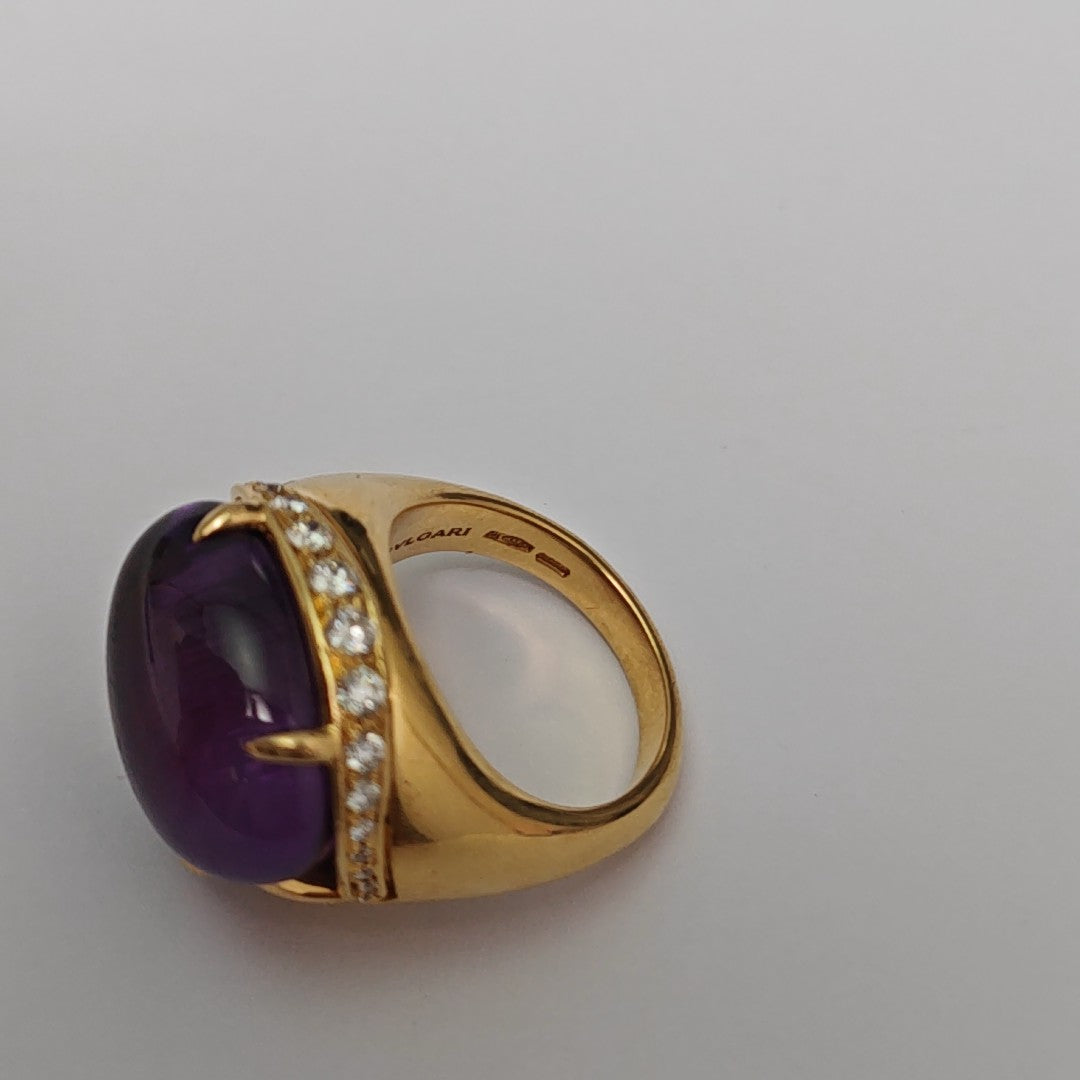 18k Gold Purple Ring EU 54