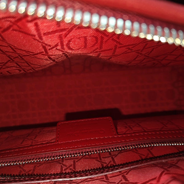 Lady Dior Large Cannage Patent Leather Red