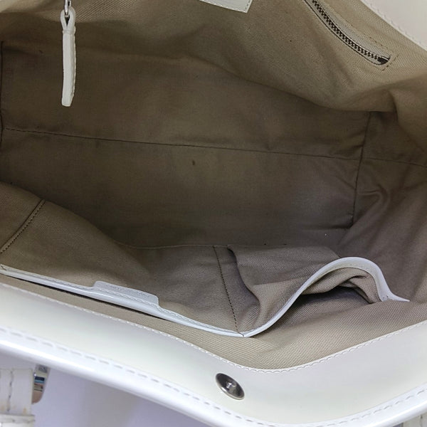 Coated Canvas Top Handle Bag White