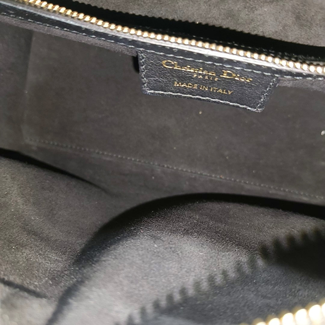 Authenticated pre-owned  Lady Dior Medium Quilted Calfskin Black - Tote Bag at Looply