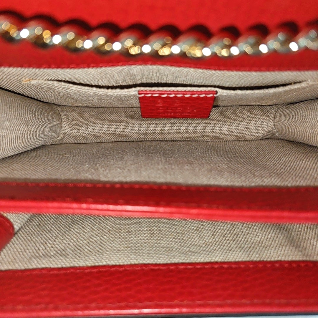 Interlocking G Small Calfskin Red