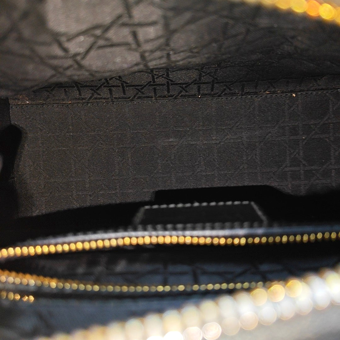 Lady Dior Medium Cannage Patent Leather Black