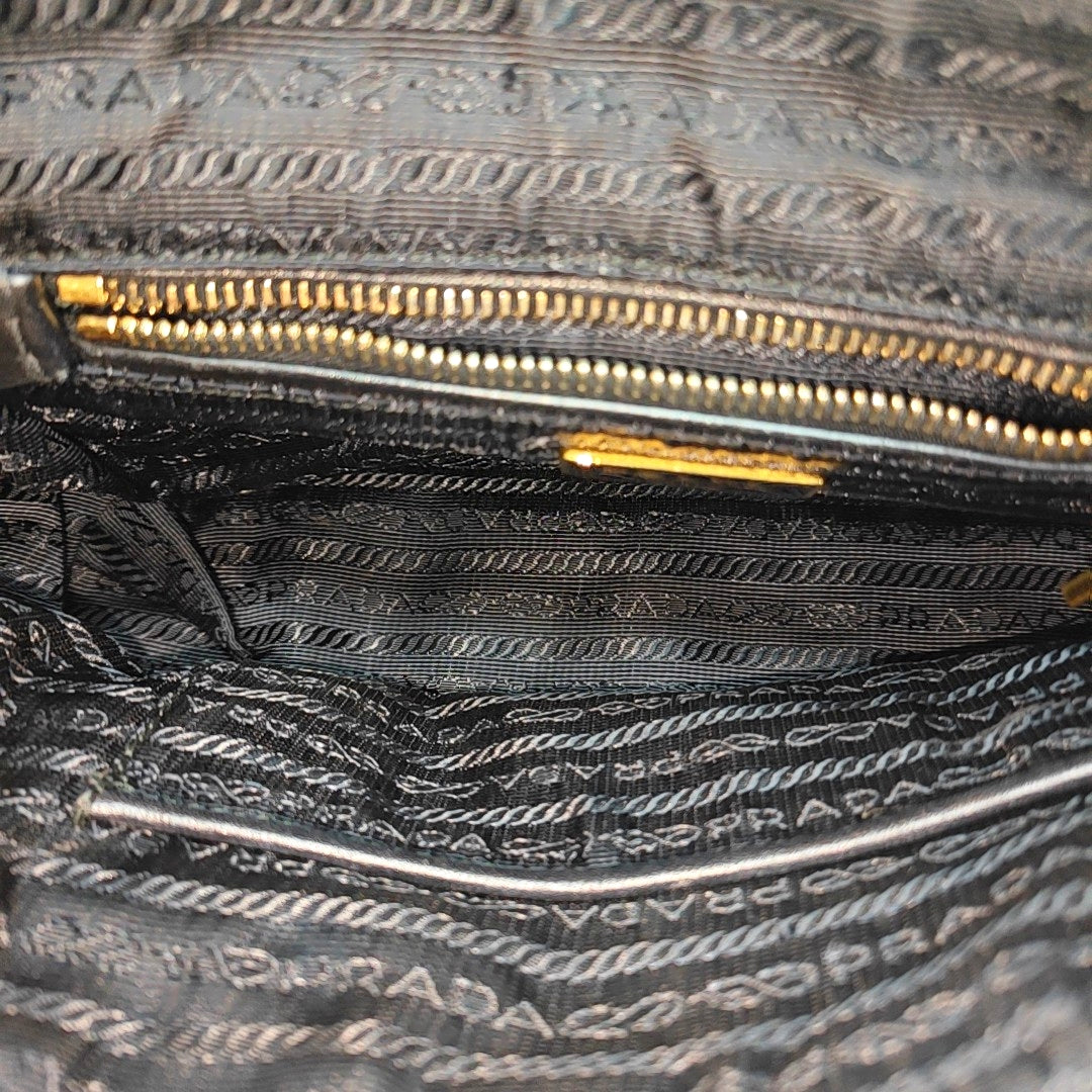 Quilted Nylon Shoulder Bag Black