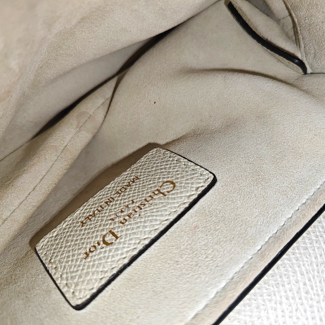 Authenticated pre-owned  Saddle Mini Calfskin White - Top Handle Bag at Looply
