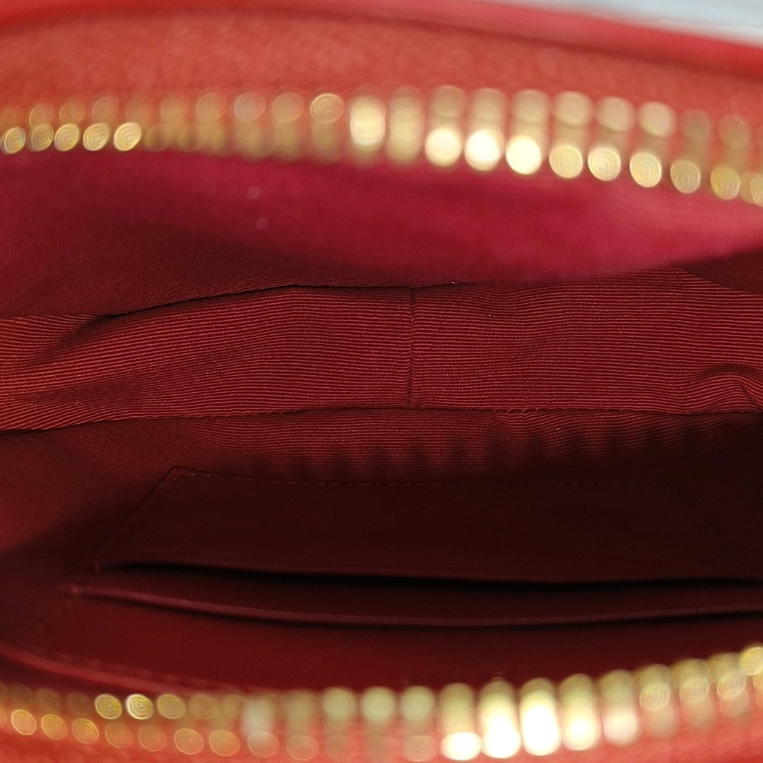 C CHARM Small Quilted Calfskin Red