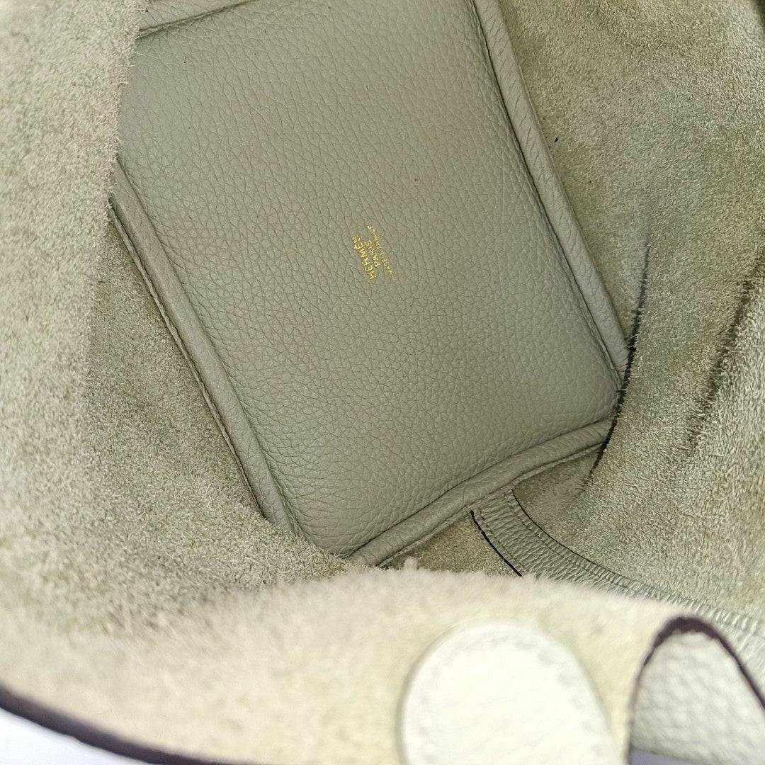 Authenticated pre-owned  Picotin Lock 18 Clemence Gray - Bucket Bag at Looply