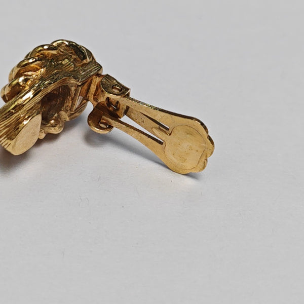 Twist Round Metal Gold Clip On Earrings