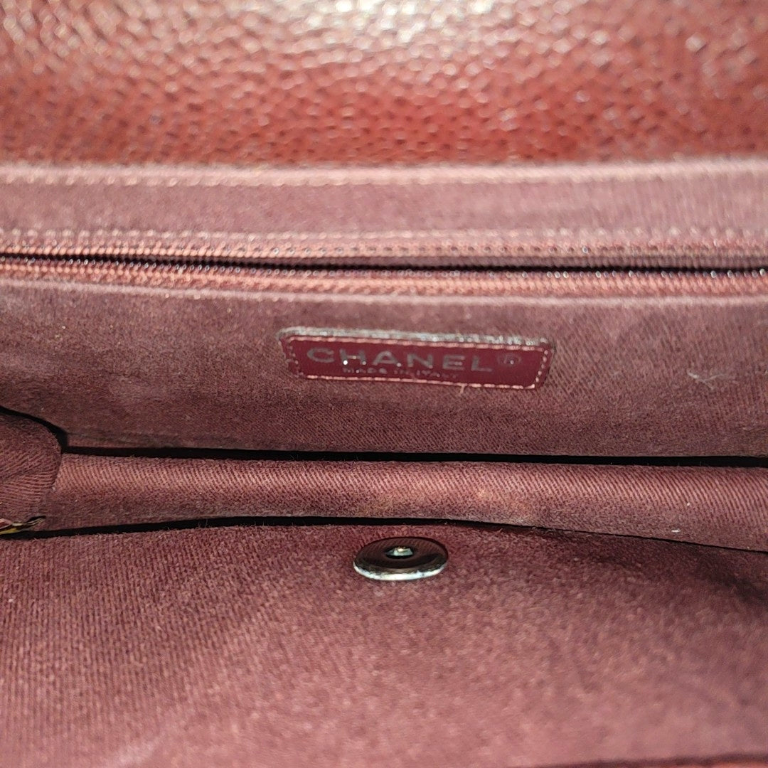 Quilted Grained Calfskin Shoulder Bag Red