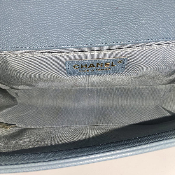 BOY CHANEL Medium Quilted Grained Calfskin Blue