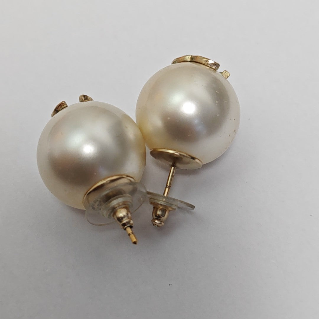 Metal White Stud Earrings