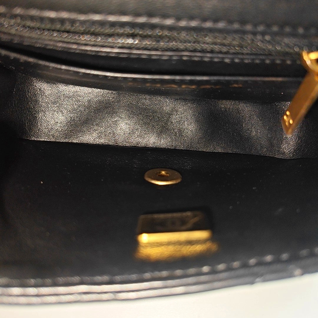 Quilted Lambskin Shoulder Bag Mini Black