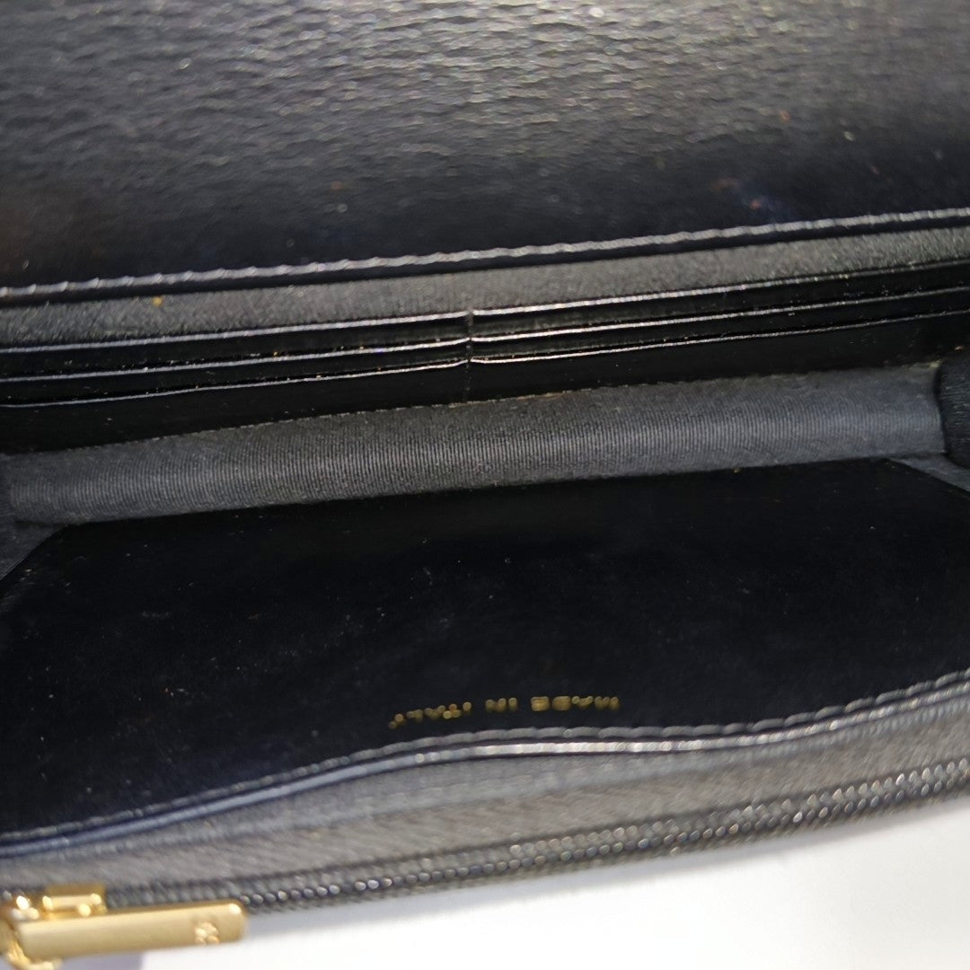Quilted Grained Calfskin Shoulder Bag Black