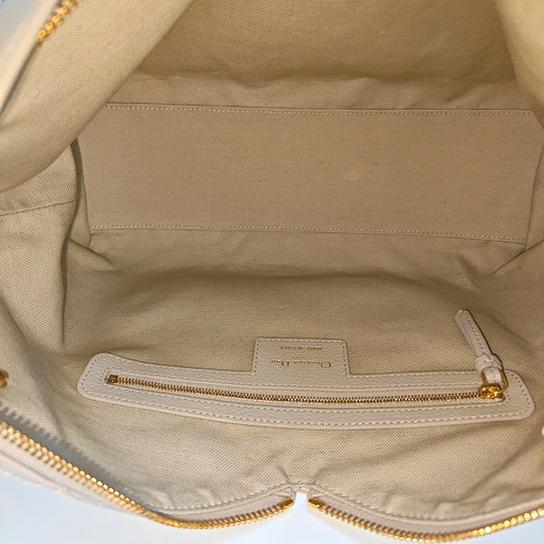 Cannage Calfskin Top Handle Bag Medium Beige