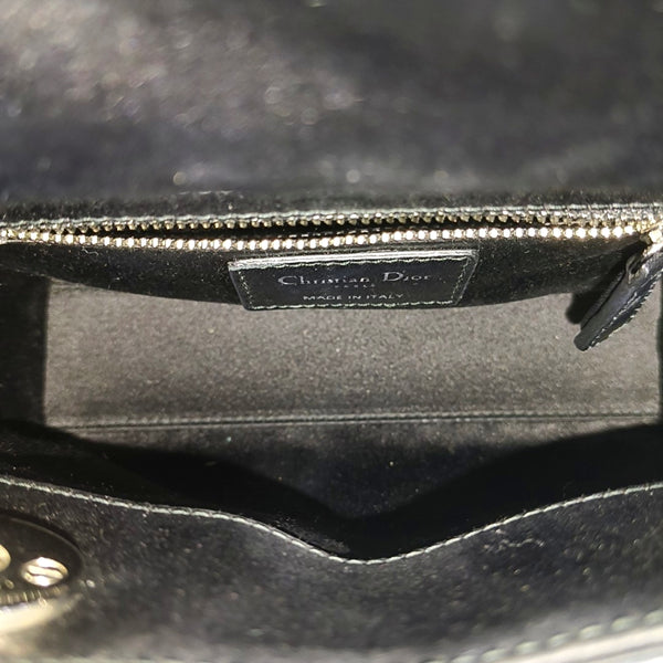 Lady Dior Mini Cannage Silk Satin Black