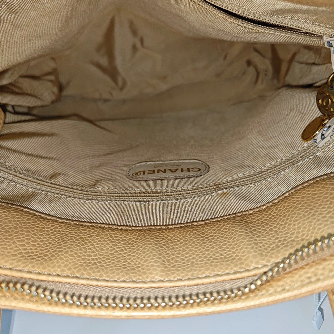 LOGO EMBROIDERED Grained Calfskin Beige