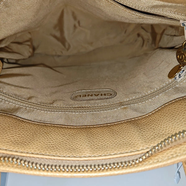 LOGO EMBROIDERED Grained Calfskin Beige